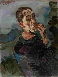 Oskar Kokoschka, zelfportret met een hand die het gezicht aanraakt, 1918-1919